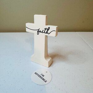 Cross decoration Reversible faith-Happy Easter spring tiered tray cross figurine